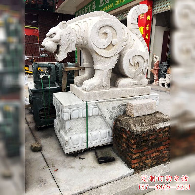 内江抽象豹子石雕-大理石广场大门动物雕塑