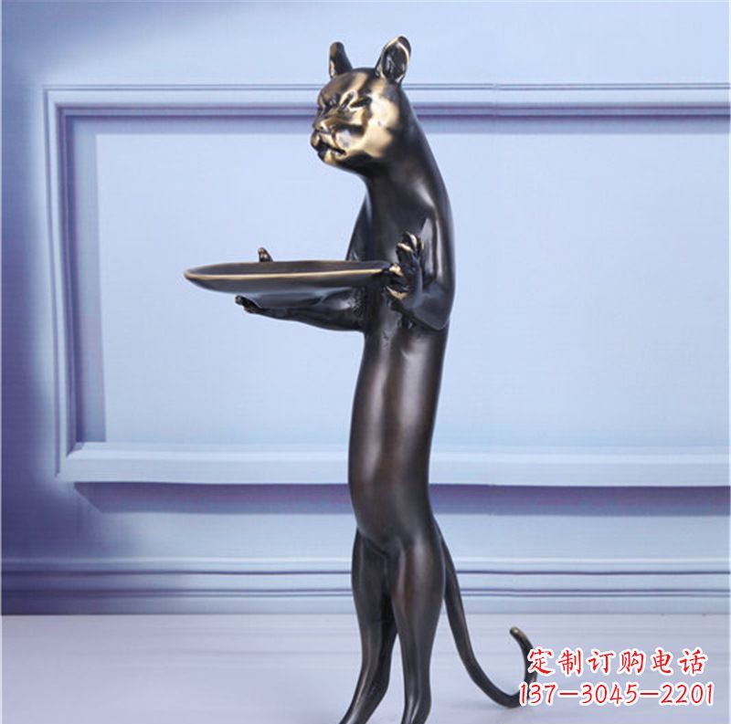 内江抽象动物猫铜雕