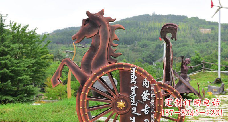 内江传承历史魅力,不锈钢马车雕塑悠然屹立