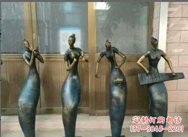 内江抽象女孩演奏乐器铜雕