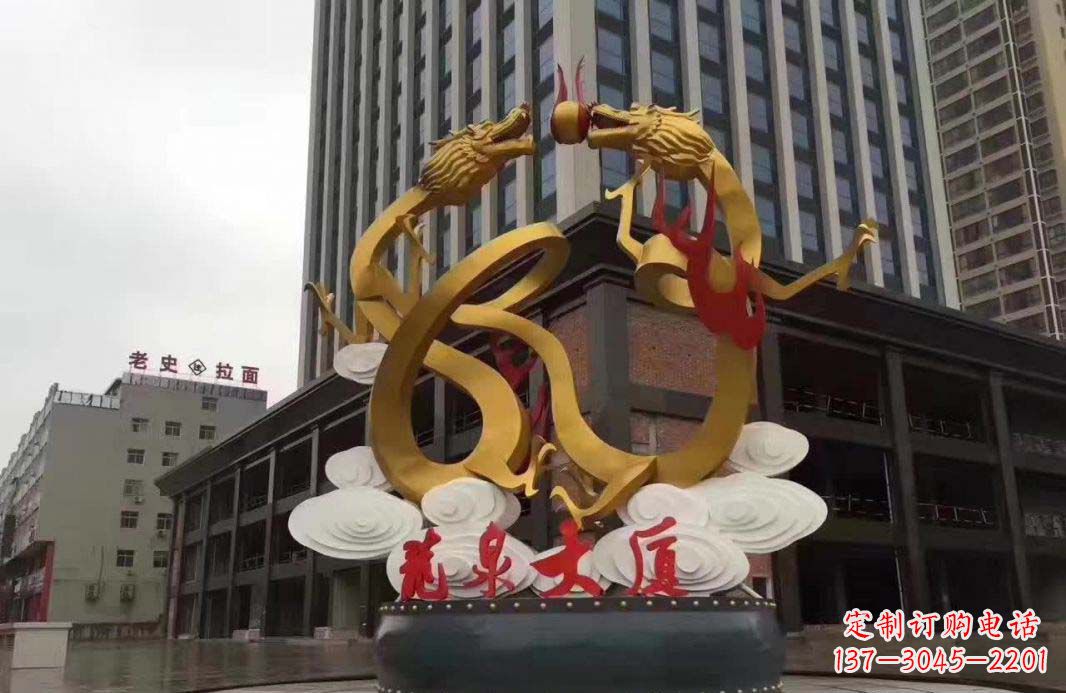内江精美的双龙戏珠不锈钢雕塑