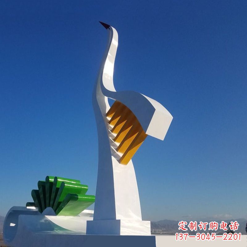 内江抽象仙鹤不锈钢景观雕塑