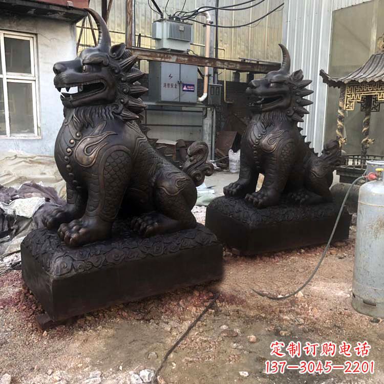 内江精美纯铜獬豸雕塑中国古代神兽雕刻之美
