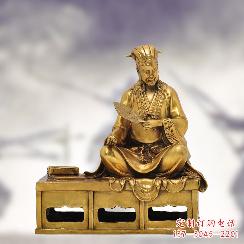 内江纯铜诸葛亮雕塑象征中国智慧