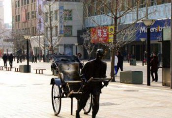 内江黄包车雕塑弘扬步行街人物景观