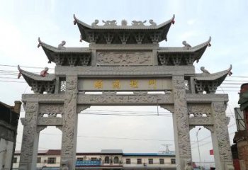 内江以城市街道为主题的仿古石雕牌楼