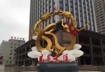 内江精美的双龙戏珠不锈钢雕塑