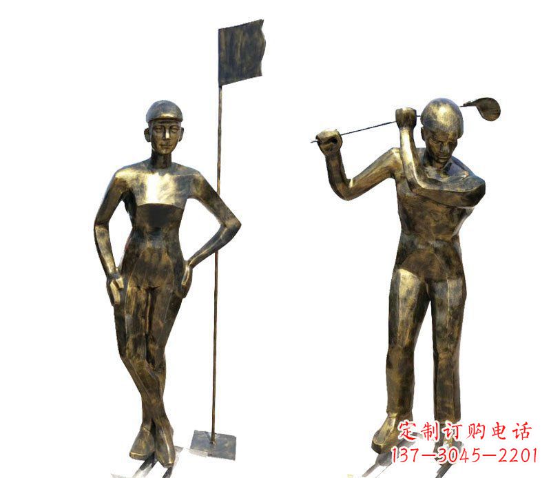 内江打高尔夫人物广场景观铜雕摆件