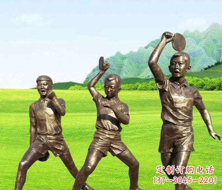 内江打乒乓球的运动人物铜雕