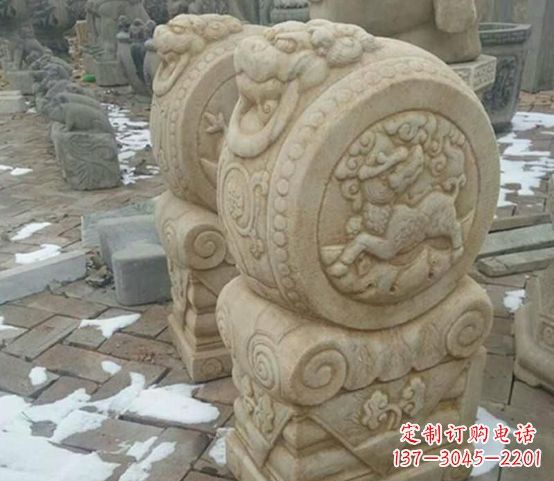 内江大理石抱鼓公园门墩雕塑——精美雕刻展现灵动之美