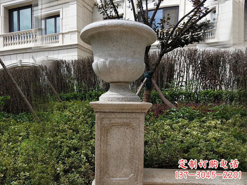 内江大理石花钵小区花盆石雕艺术品