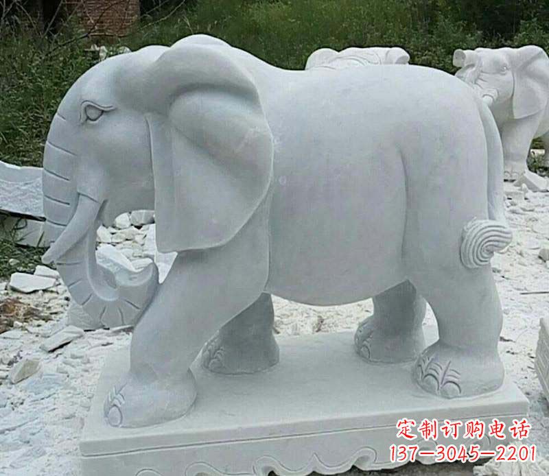 内江精雕细琢的大理石大象雕塑