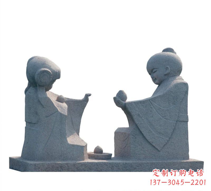内江传统风情——大理石孔融让梨雕塑