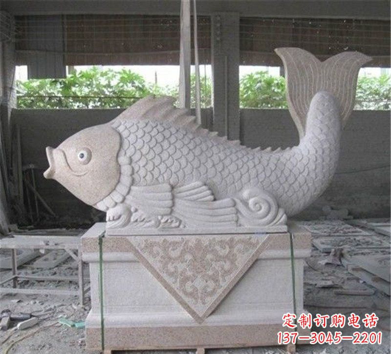 内江精美大理石"鲤鱼"雕塑
