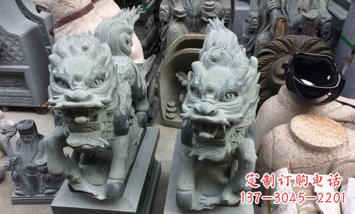 内江大理石立式麒麟门口镇宅石雕
