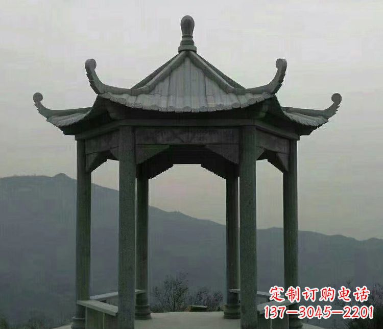 内江考究工艺,奢华大理石六角凉亭雕塑