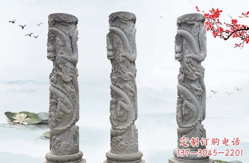 内江精美大理石龙柱雕塑