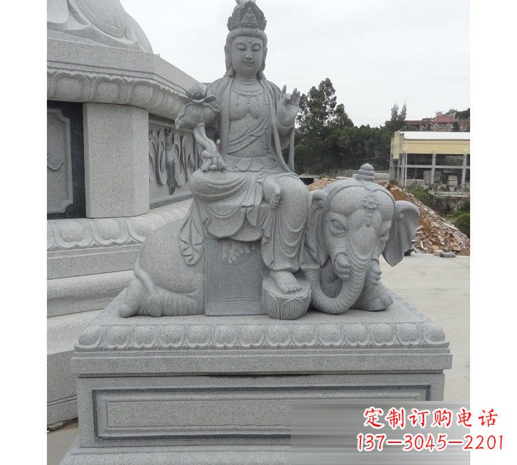 内江精雕细琢的大理石普贤菩萨雕塑