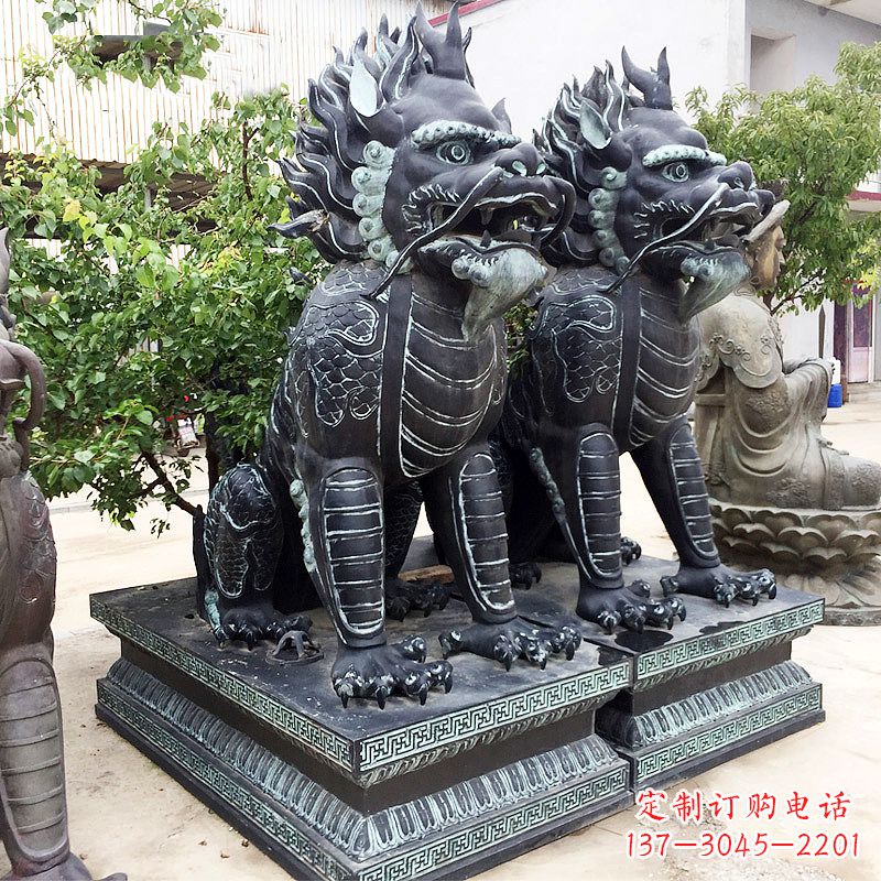 内江象征威严的大理石麒麟雕塑