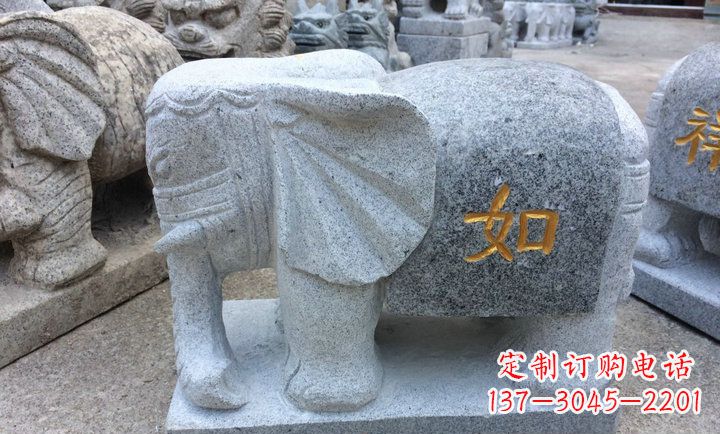 内江精美大理石石象雕塑