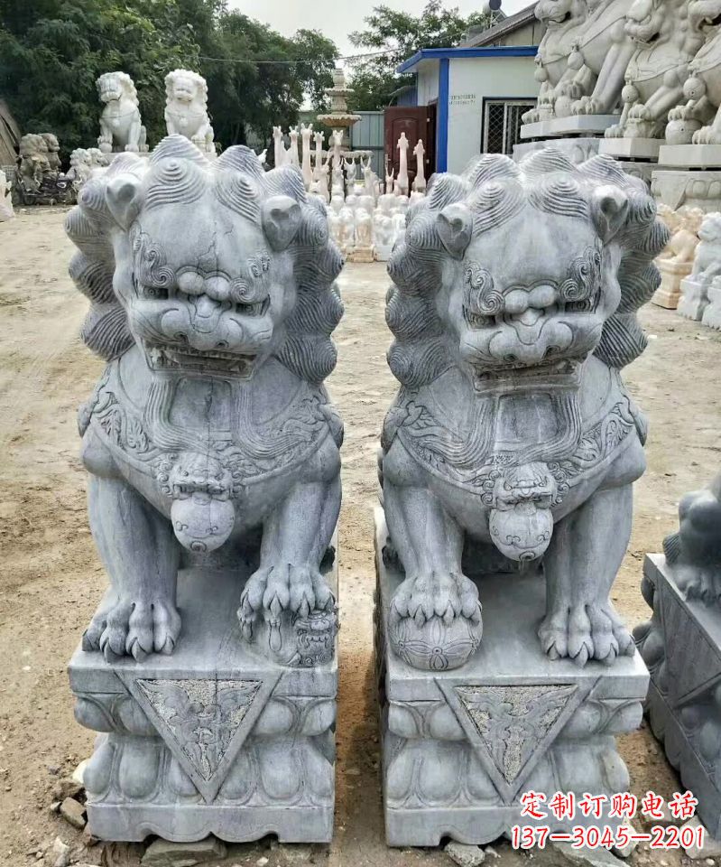 内江传统工艺精雕大理石狮子石雕塑