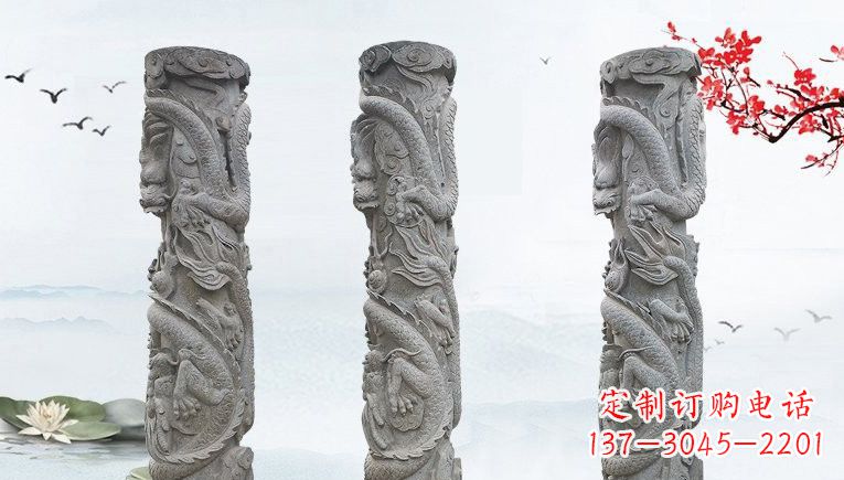 内江精美大理石龙柱雕塑
