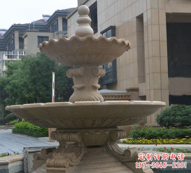 内江大理石双层简约喷泉雕塑