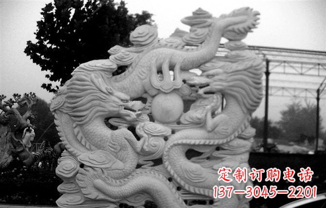 内江精美大理石双龙雕塑