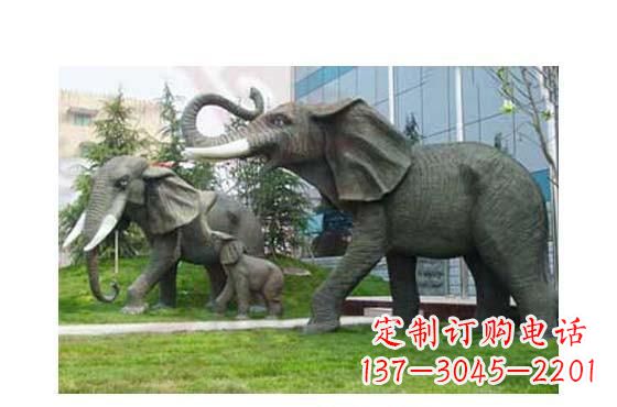 内江精美铜雕大象一家三口