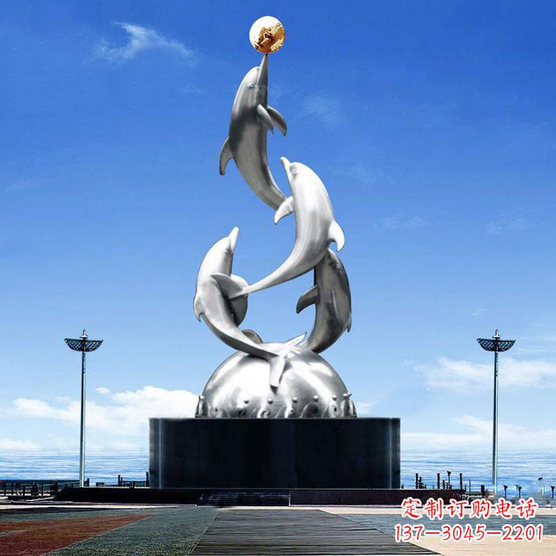 内江引领潮流的不锈钢海豚雕塑