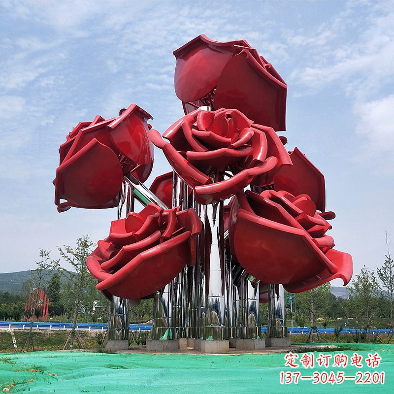内江精美不锈钢玫瑰花景观雕塑