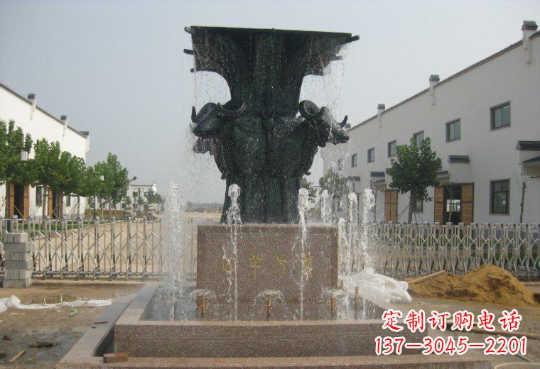 内江大型四羊方尊喷泉铜雕