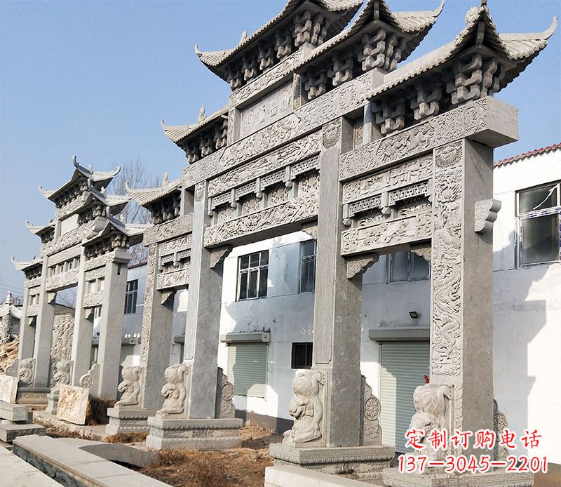 内江五门仿古牌坊石雕