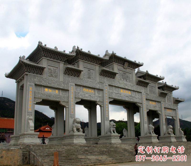 内江具有传统文化特色的大型五门石雕牌楼雕塑