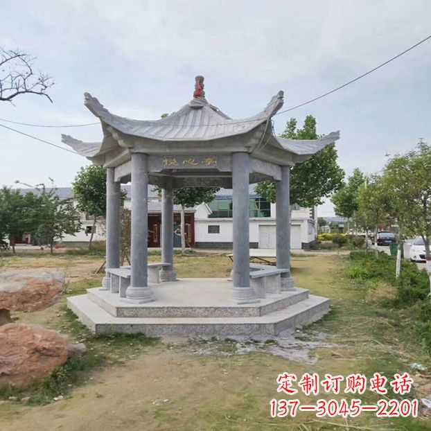 内江单层六角石凉亭公园亭子