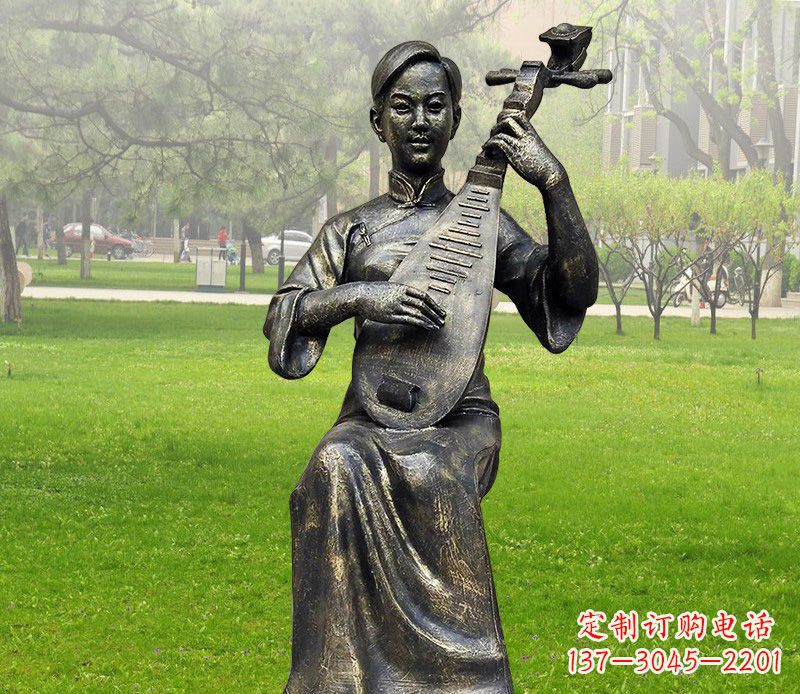 内江高质量青铜人物弹琵琶雕塑