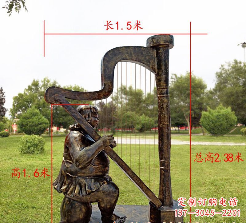 内江弹竖琴音乐人物铜雕