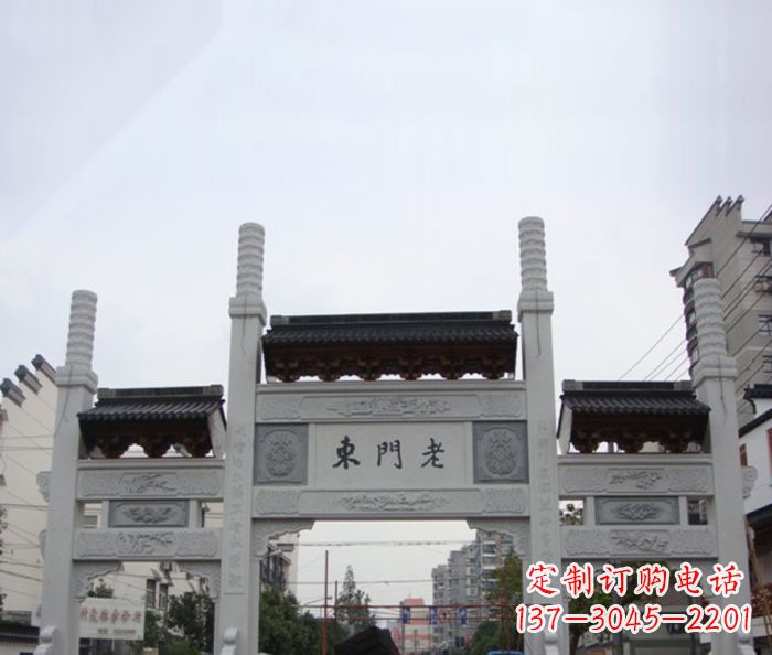 内江精美三门石牌坊雕塑