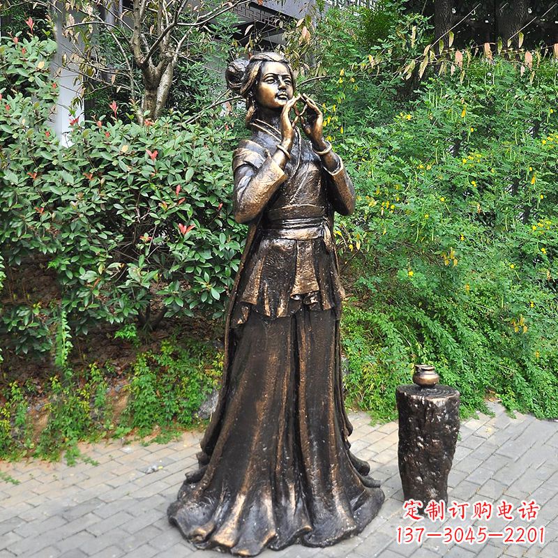 内江貂蝉铜雕塑像-公园古代美女人物雕塑