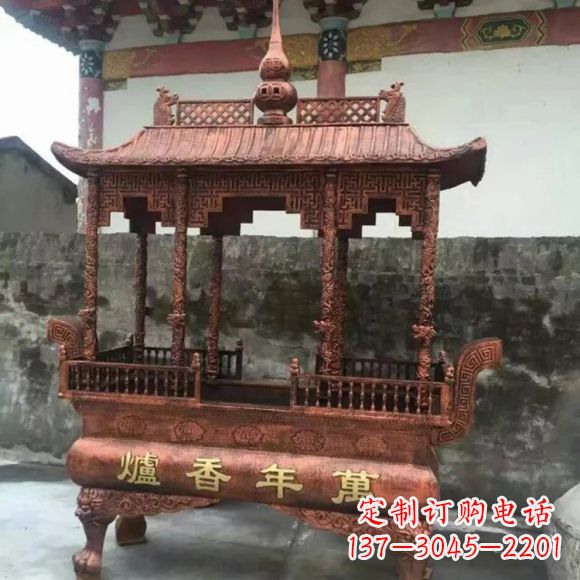 内江雕刻蝙蝠铜香炉