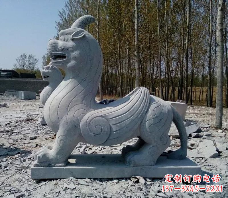 内江独角兽雕塑,神兽石雕带你穿越回古老神话中