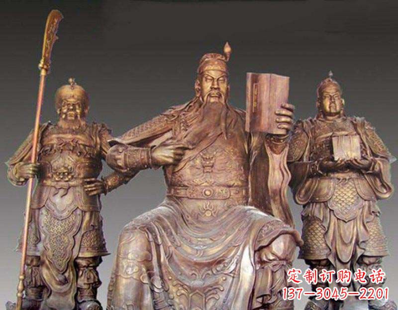 内江中领雕塑艺术以关公武财神铜雕塑荣耀家中