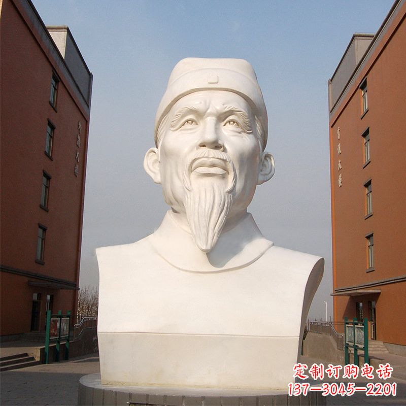 内江杜甫石雕像-学校校园历史名人唐代著名诗人头像