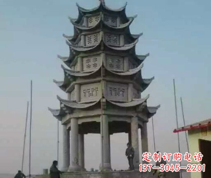内江精美绝伦的多层凉亭石雕