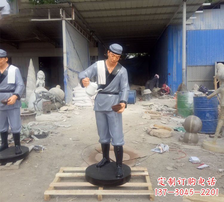 内江铝合金仿真店小二雕塑