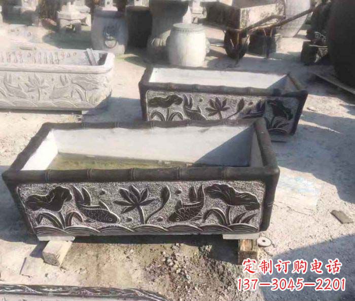 内江精美仿古石水缸雕塑