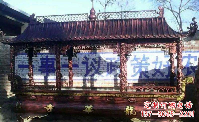 内江方形寺庙香炉铜雕 (2)