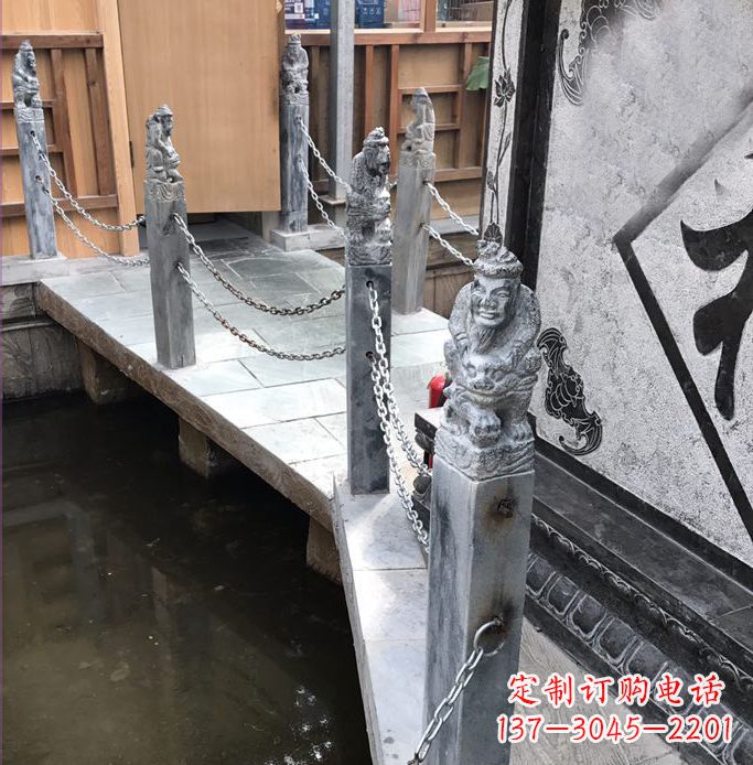 内江仿古胡人拴马柱栏杆公园石雕