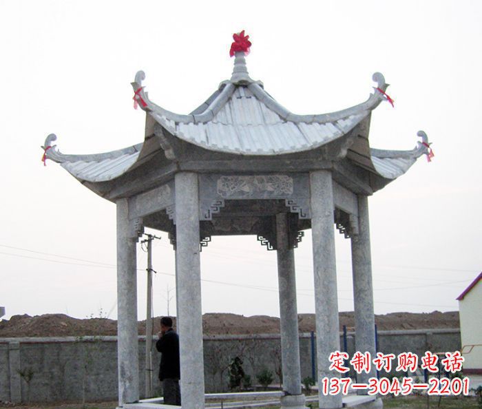 内江仿古六角石凉亭雕塑