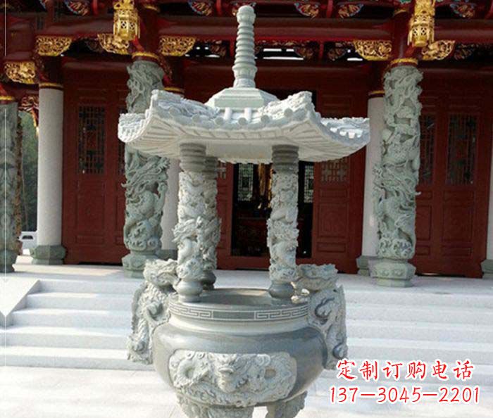 内江仿古龙浮雕寺庙石香炉